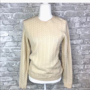 Classic Cable knit 100% Cashmere sweater cream/tan | M